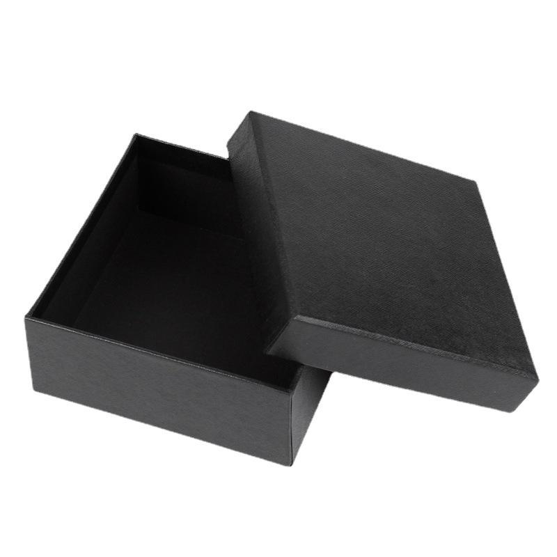 Kraft Paper Jewelry Gift Box with Cover, Square Black Belt Design