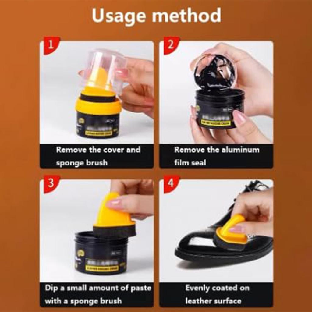 50ml Leather Shoe Brush Polish Brush Shoe Maintenance Brightening Cleaning Duster Sponge Wipe Colorless/Black/Brown