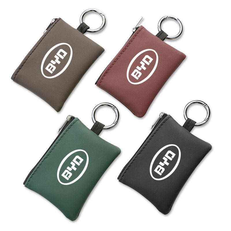 Car Leather Key Wallet Card Bag Emblem keychain Pouch For BYD Atto 3 Yuan Plus Han Tang EV F3 E6 Dmi Song F0 Qin Pro G3 I3 Ea1 2RF8S