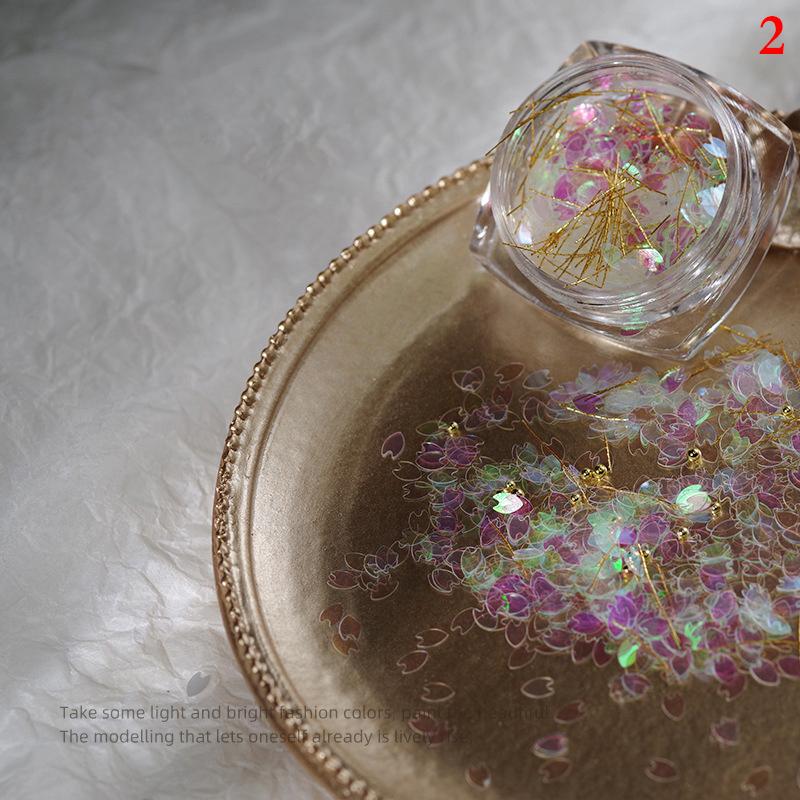 1Jar Cute Sakura Petals Sequins For Nail Colorful Floral Leaves Mixed Nail Art Glitter Beads Nail Art 3D Flakes