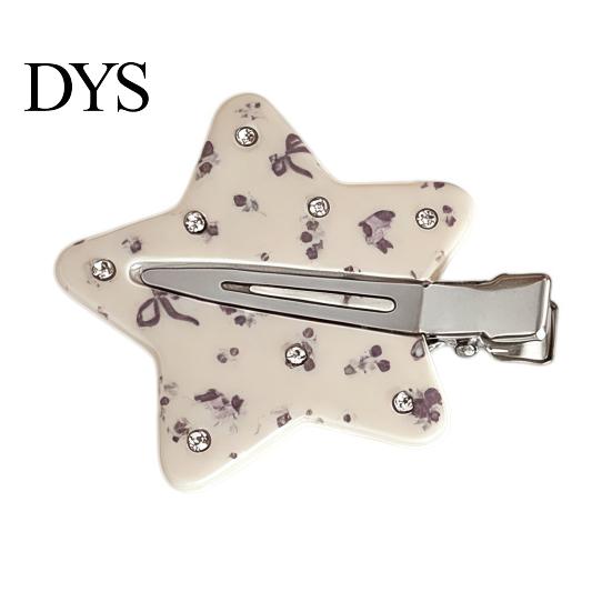 Hairpin Traceless Hair Clip, Five-Pointed Star Shape Pin Korean Floral with Pattern, Compact Versatile Accessories Clip