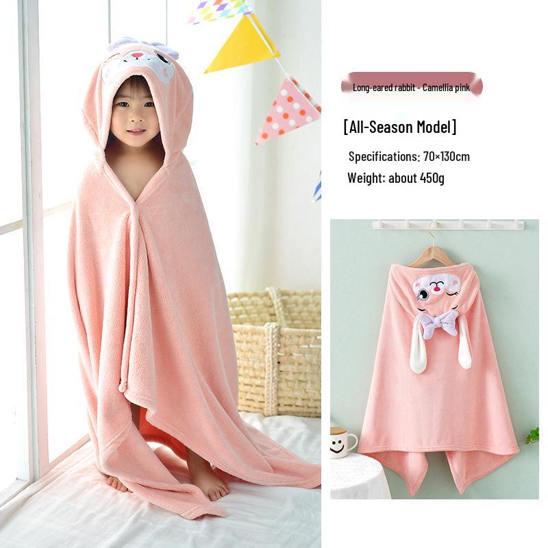 Asciugamano da Bagno con Cappuccio in Pile Corallo Disegnato Xiangfeng per Bambini - Assorbente, Mantella Indossabile per Neonati