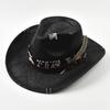 Vintage Fauxläder Western Cowboyhatt för Män Handgjord Gentleman Jazzhattar Panama Cowgirlhatt Sombrero Hombre
