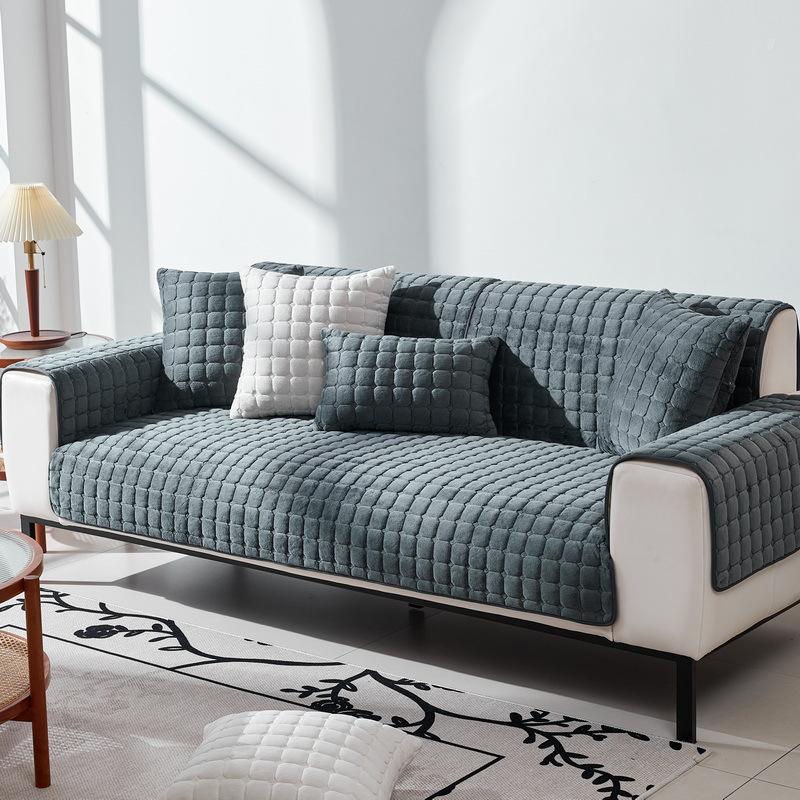 Four Seasons Universal Plush Sofa Cushion Plush Leather Non-Slip Thickened Cushion Simple Modern All-Inclusive Sofa Towel Slipcover