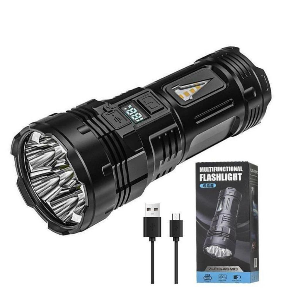 2024 New 7*LED Super Bright Flashlight Rechargeable Built-in Torch Tactical Lantern Outdoor Work Light Camping Fishing Light