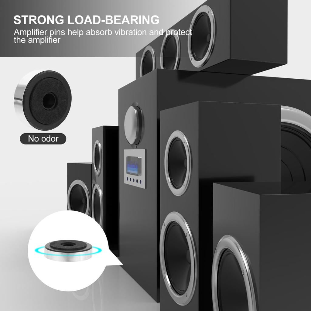 Ciieeo Amplifier Foot Speaker Vibration Damping Vibration Silver for Audio Equipment and Computer Chassis Pads, 12-Piece Set, Insulators, Stands,