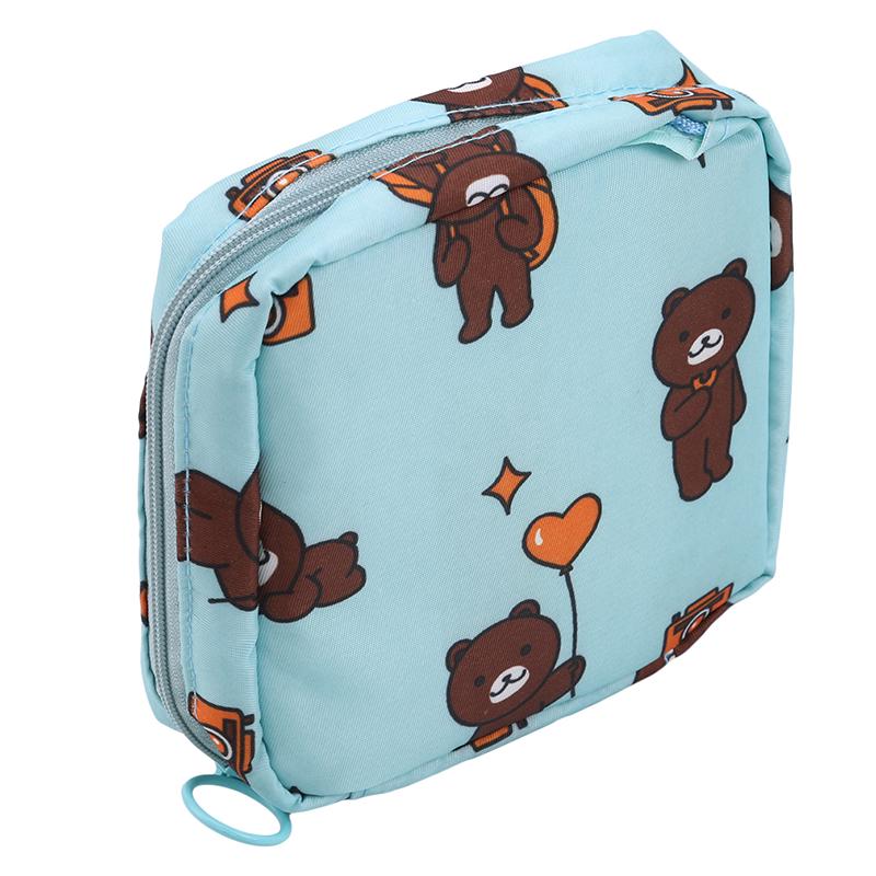 

Sanitary Napkin Nylon Storage Bag Printed Pattern Miscellaneous Small Item Storage Bag with Zipper Cute Travel Dust Bag Clutch Bag One Size синій