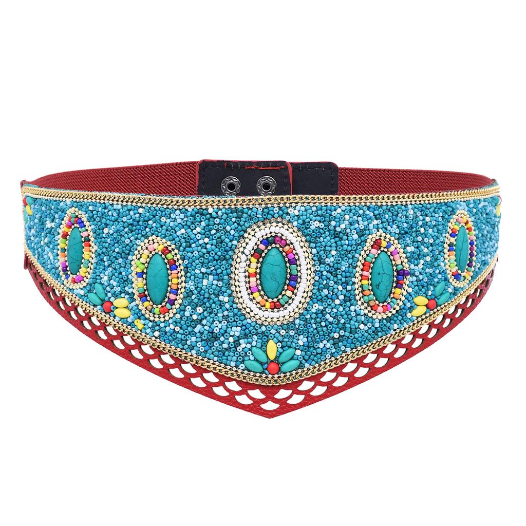 Handwoven Bead Belt Bohemian Style Women's Waist Accessory With Adjustable Tie Beach Vacation Essential