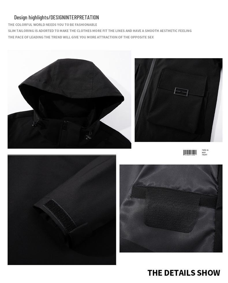 Mountain Series Herren Windjacke mit Kapuze: Herbst/Winter Lässige Workwear im amerikanischen Stil, Trendige Mehrfach-Taschen-Jacke