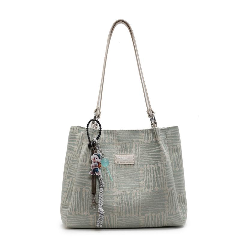 Large Capacity Student Class Commute Tote Bag 2025 New Fashion Shoulder Bag Casual Striped Underarm Lady Bag