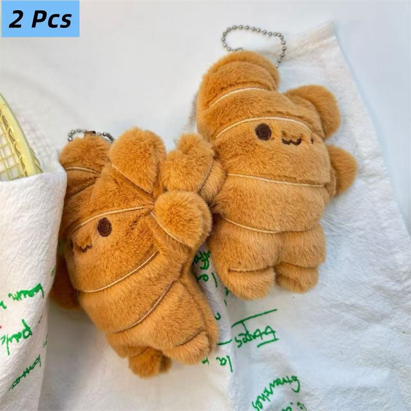 1/2 Pcs Creative Cute Ginger Plush Doll Toys Keychain Pendant Bag Hanging Decoration Backpack Charm Birthday Gift Couple Keyring