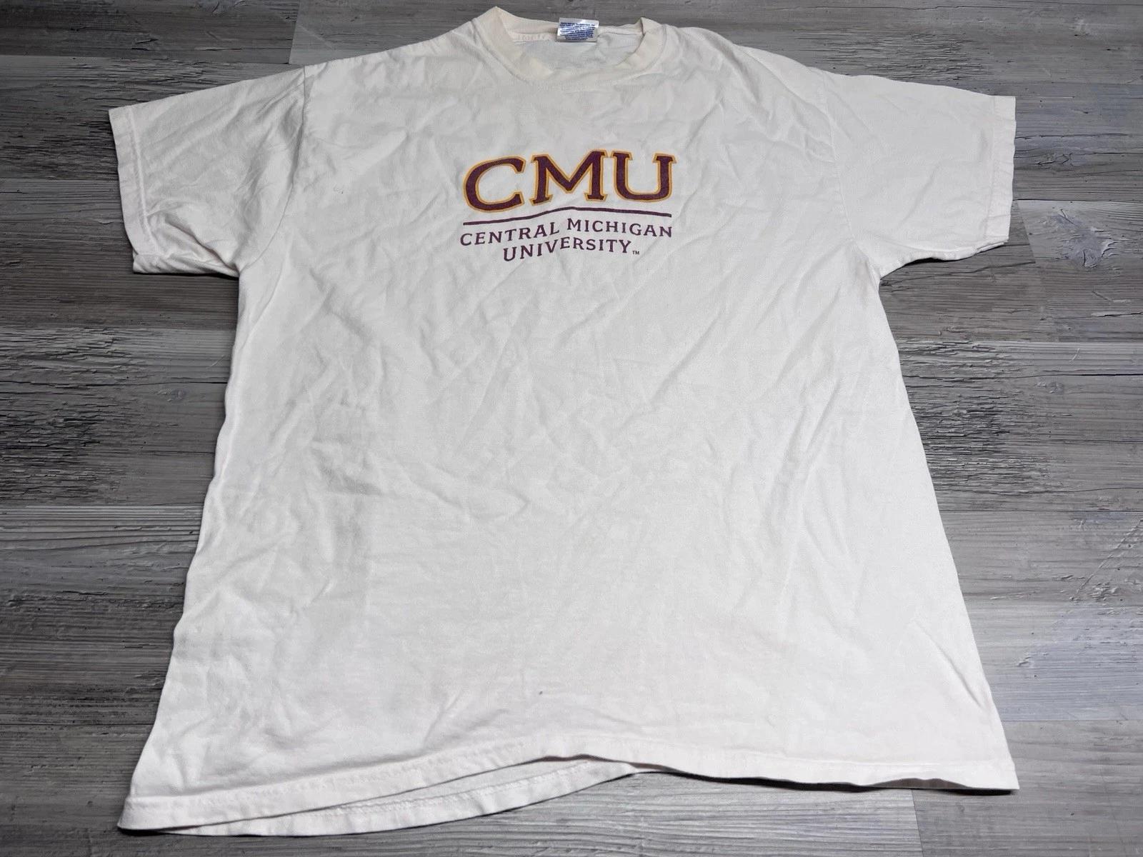 Vintage Y2K Central Michigan University CMU T-Shirt Faded Size Large College Tee 4XL