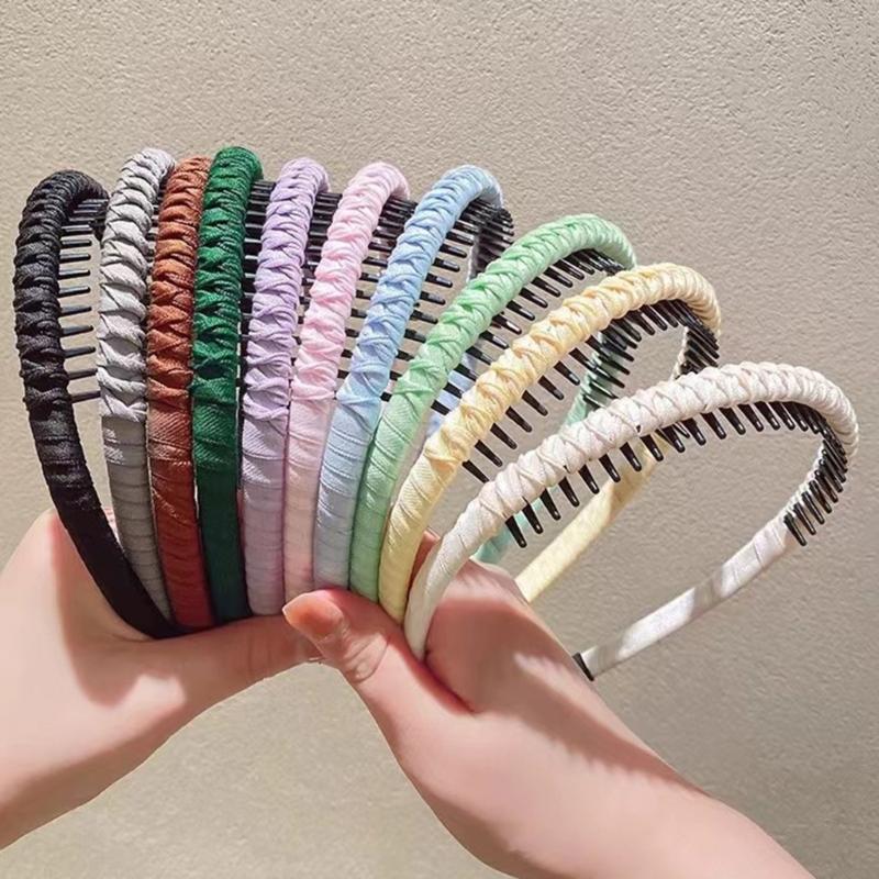 NonSlip Resin Cotton Hair Band For Women Workouts Spa Face Washing Secure Grip With Teeth Elastic Thin Headbands Multiple Colors