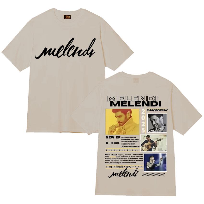 Rapper Melendi Tour 2025 Double Sided Graphics T Shirts Mens Fashion Cotton Tshirt Cozy Oversized Short Sleeve T Shirt Fans Gift