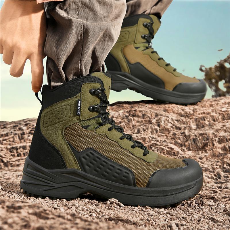 Men High-top Hiking Sneakers Wear-resistant Tactical Boots Non Slip Outdoor Sports Shoes for Trekking Camping Big Size 39-47