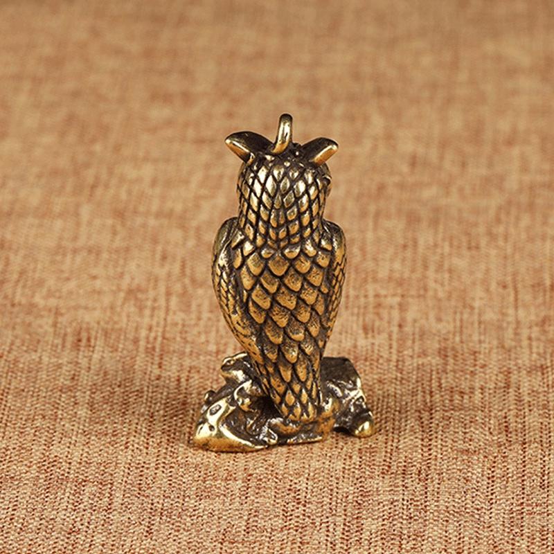 Cultural And Creative Wealth Attracting Owl Brass Ornament, Standing High-End Handicraft Desktop Decoration