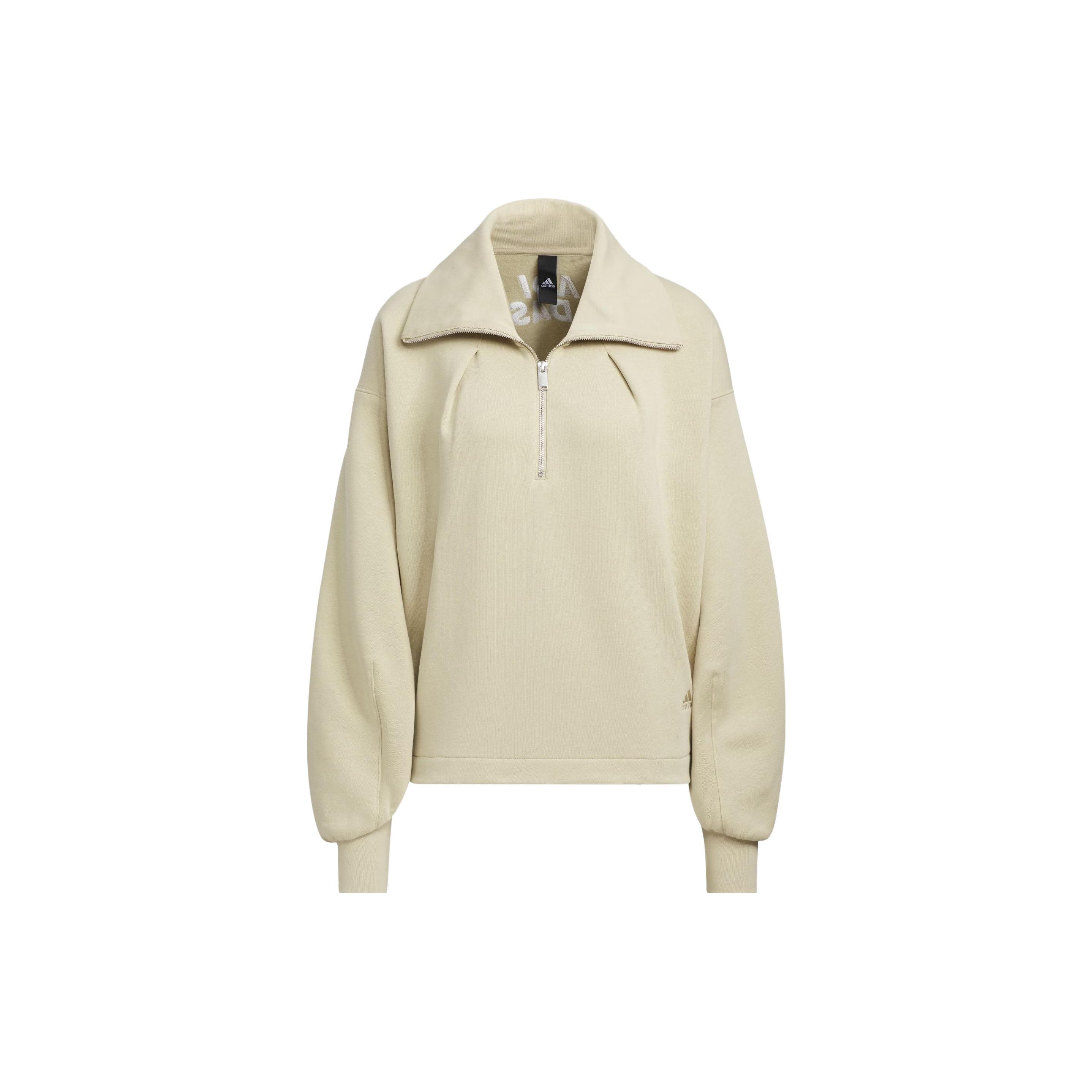 

Adidas All Szn Флисовый топ с молнией на половину Однотонный с вышивкой букв Спортивная куртка с молнией на половину Женские топы Цвет Prairie-Brown IY4280 A/M-L
