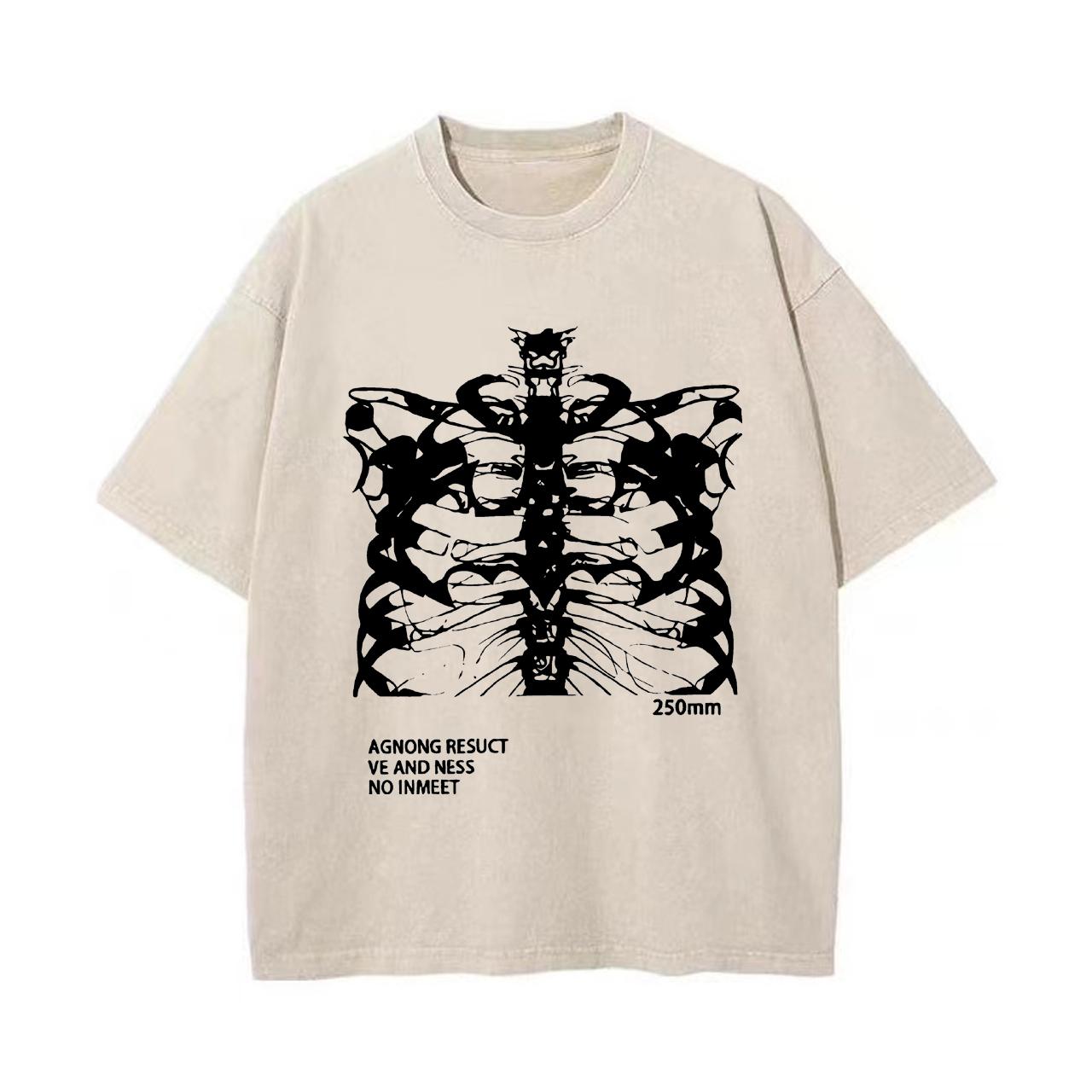 

Футболка Blsack Tops Skeleton Футболки высокого качества Летние свободные короткие рукава Одежда ретро стираные винтажные S