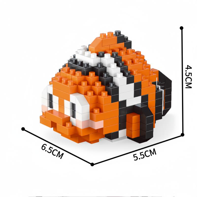 KNEW BUILT Clownfish Whale Seahorse Shark Oceanic Micro Mini Building Block Toy-Puzzle Gift for KidDecorate RoomsEasy Assemble