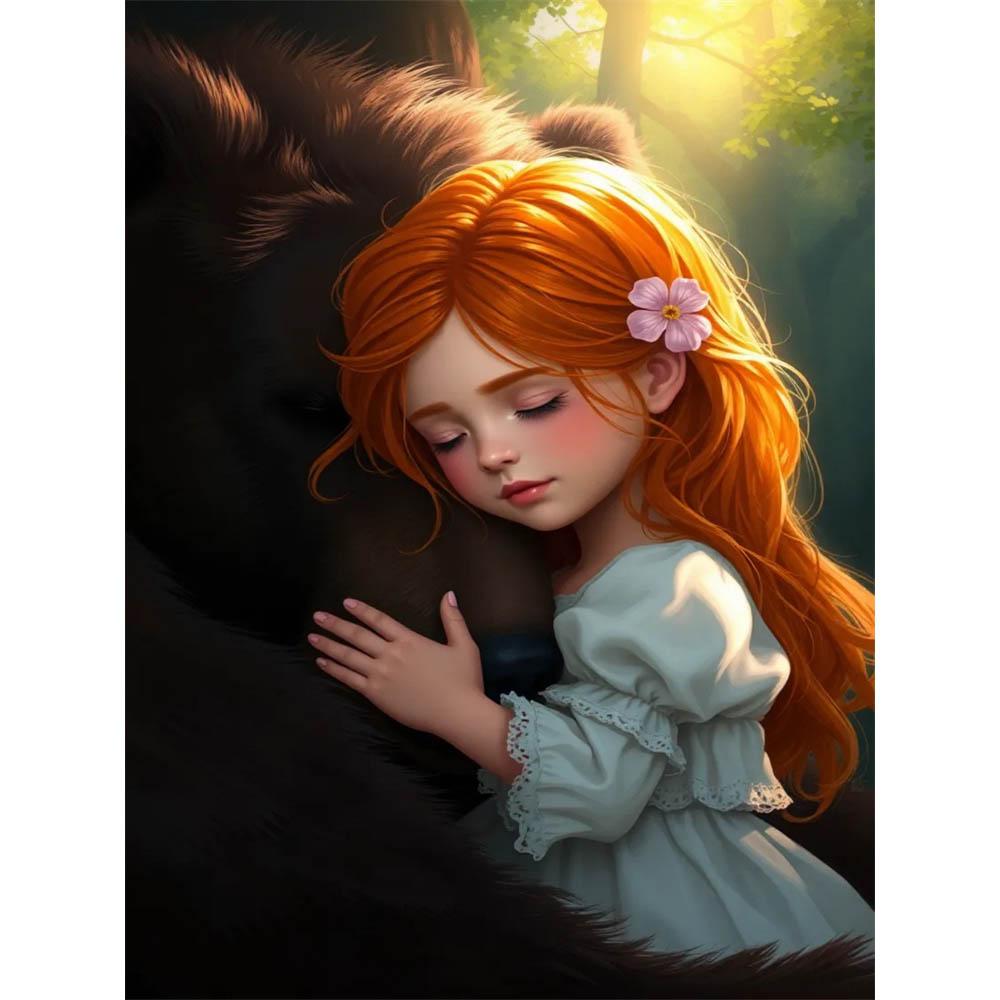 

Little Girl Diamond Decorative Painting Set 5D DIY Full Diamond Embroidery Decorative Painting Handmade Products Round 20x30cm