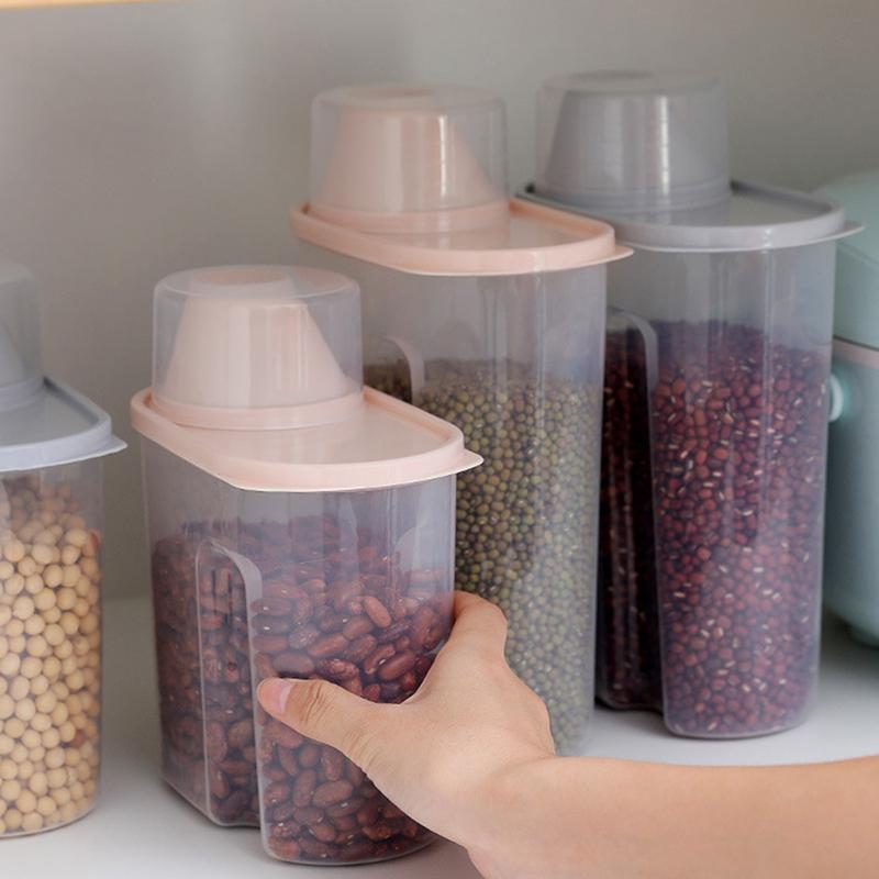 Grain Storage Container With Measuring Cup Food Storage Box Dry Goods Airtight Container Rice Bucket