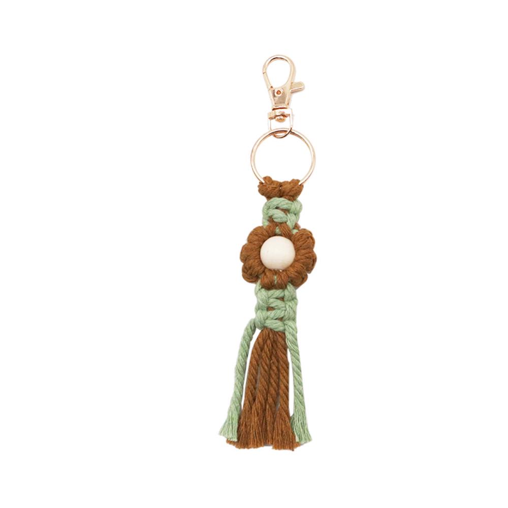 Hand-Woven Cotton Rope Flower Keychain Ornament