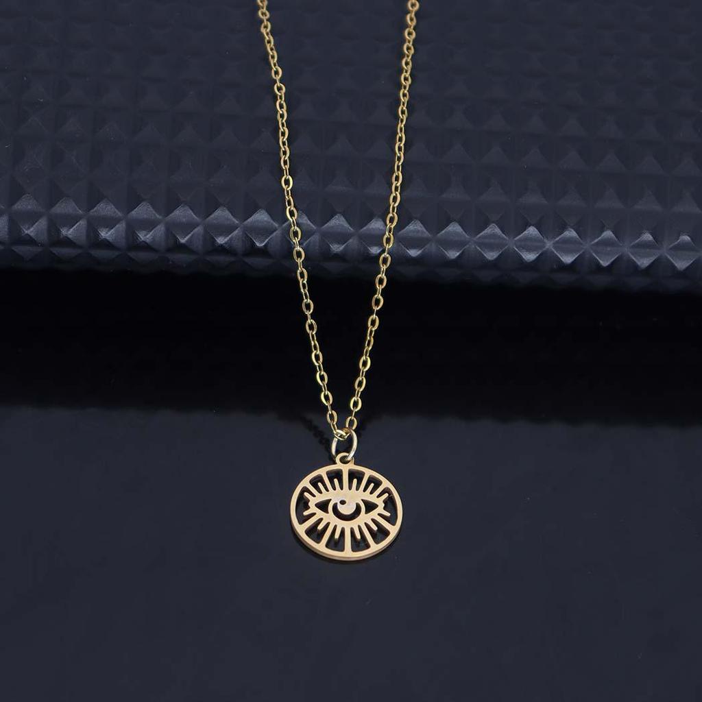 Cross-Border Fashion: Devil's Eye Stainless Steel Pendant Necklace, Simple & Versatile Clavicle Chain