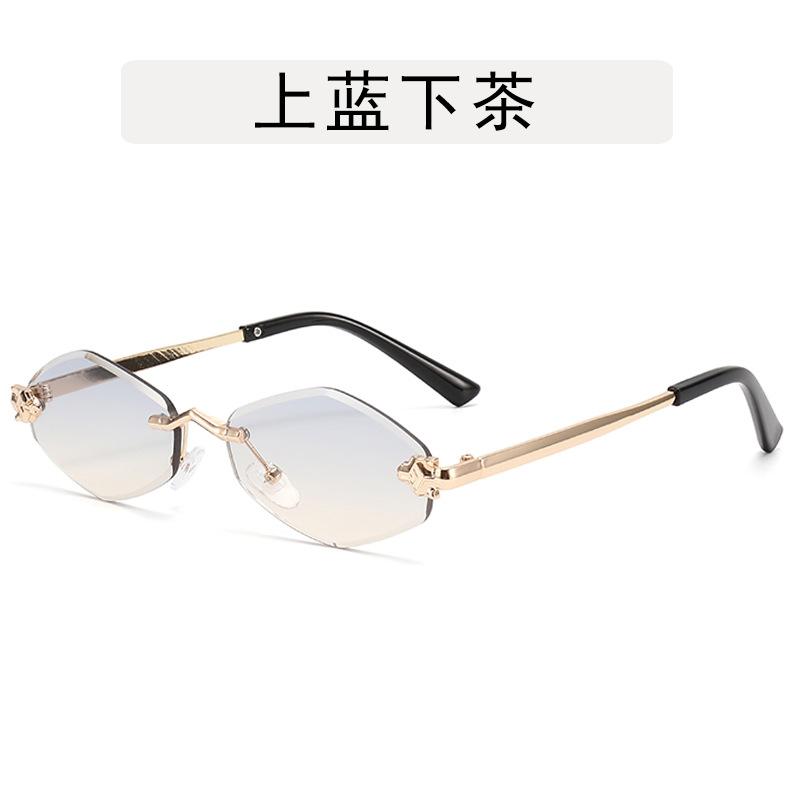 

Rhombus Shape Women Sunglasses Rimless Cut Edge UV Protection Fashion Sun Glasses Driving Travelling Men Gun Glass