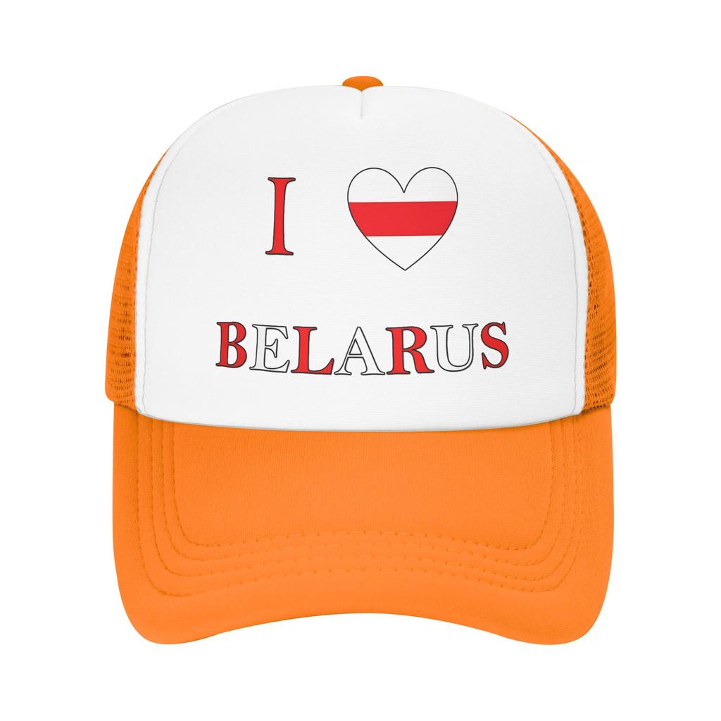 Summer Mesh Sun Hats I Love Belarus  Spring Baseball Cap Trucker Hat  FeUnisex Unisex Custom Logo Tennis Skate Baseball Caps