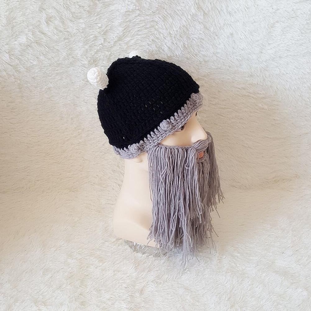 Fashion Creative Wool Knit Ox Horn Beard Hat Warm Comfortable Beanie Hat Halloween Gifts