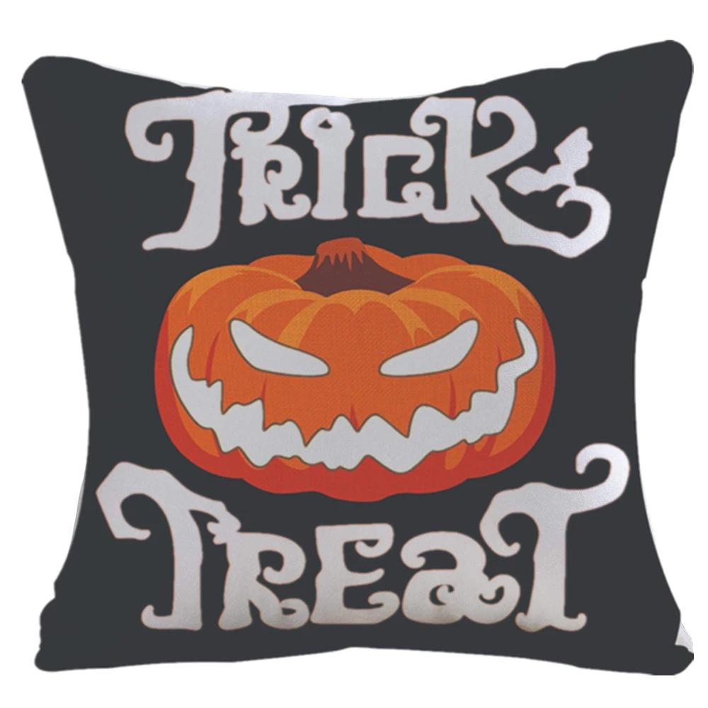 Halloween Happy And Cute Ghost Pumpkin Bat Print Cushion Cover Home Living Room Sofa Decoration Pillow 45X45Cm