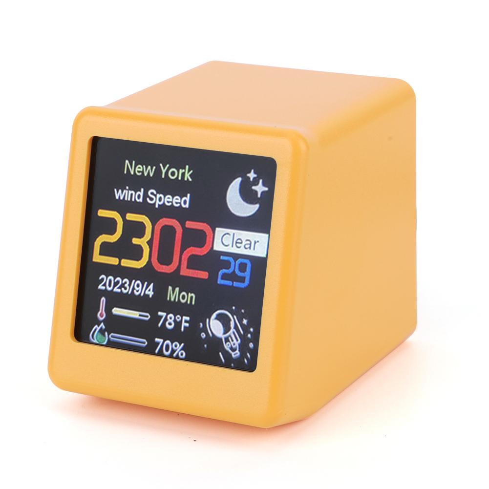 Mini Smart WIFI Weather Station Clock DIY GIF Animations Desktop Mini Clock Desktop Decoration