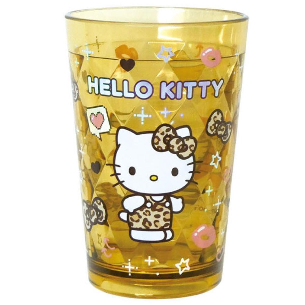 K Company Sanrio Characters Kirahoro Clear Long Cup Hello Kitty Leopard Print SAC-HCLL-KTHY H12.4 x W8.3 D8.3cm