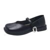 Black single shoes  new French flat Mary Jane  shoes temperament shallow beanie shoes gentle small leather shoes