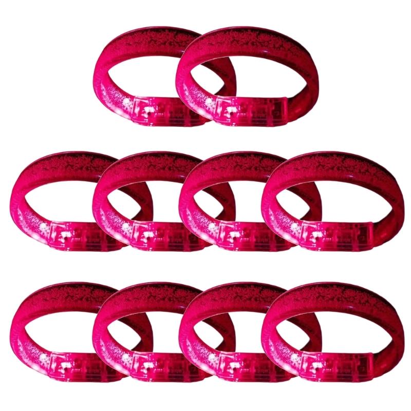 

10Pcs LED Light Up Wristband Accessory Glowing LED Bracelets Soft Wristband Party Favors Nightlifes Accessories красный