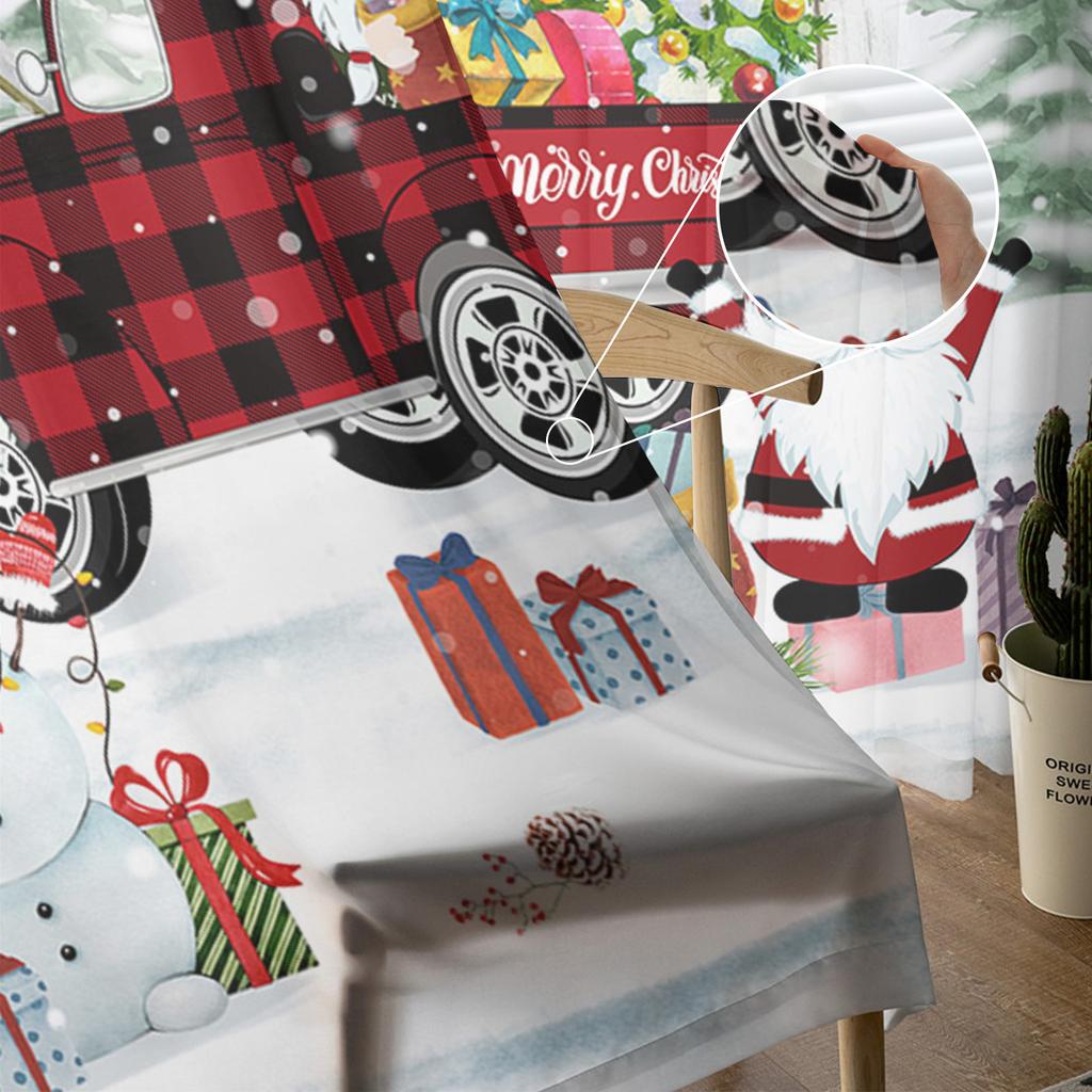 Christmas Truck Snowman Gnome Sheer Curtains for Living Room Decoration Window Curtains for Kitchen Tulle Voile Organza Curtains