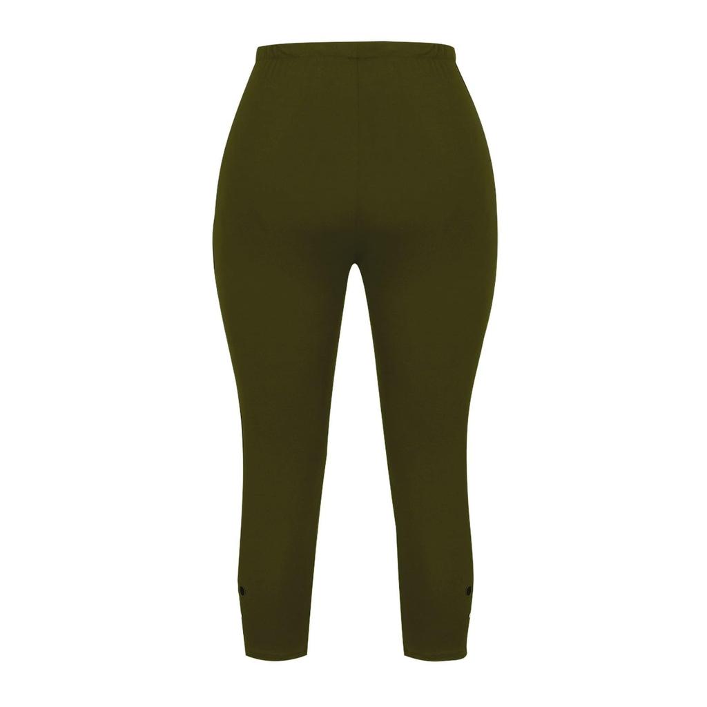 Women's Casual -Color Slim Base Cut-out Cropped Pants