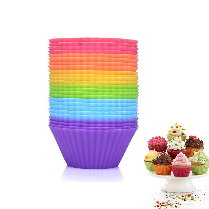 12Pcs Silicone Round Chiffon Cake Mold Silicone Chiffon Dessert Baking Tool