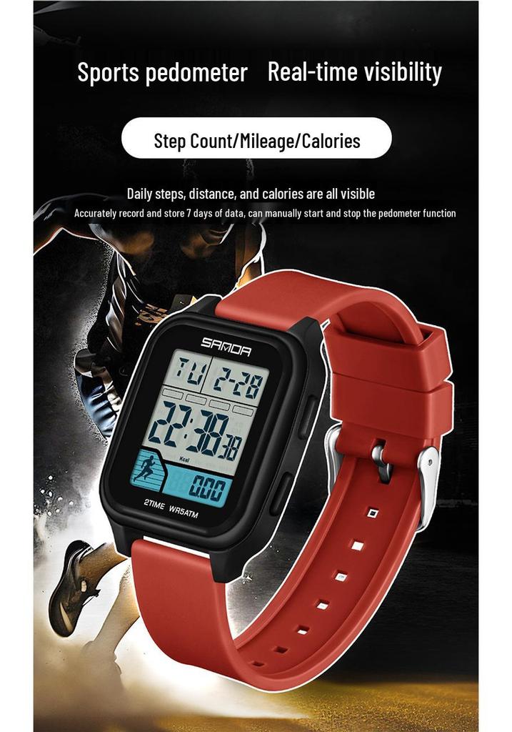 SANDA Trend Multifunctional Sports Watch for Students - Calorie Counter & Dual Alarms