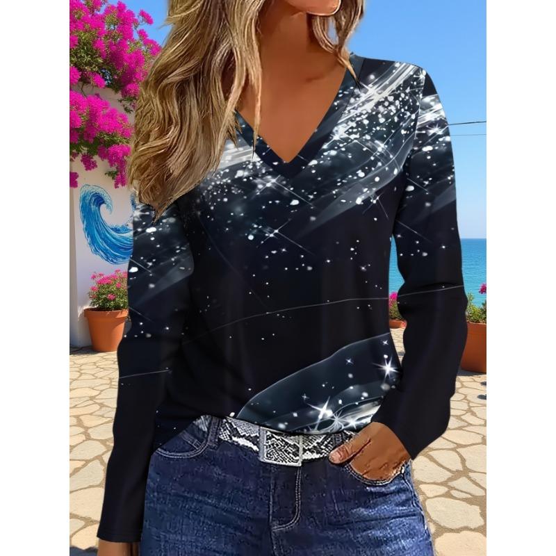 Fashionable Women'S V-Neck Long-Sleeve T-Shirt