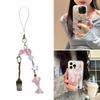 Cute Beaded Fork Phone Chain Ornament Heart Beaded Cellphone Pendant Phone Lanyard Bag Charm for Fashionable Individuals