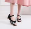 Beijing Embroidered Retro Mid-Heel Qipao Shoes: Ethnic Hanfu Dance Footwear with Pointed Toes