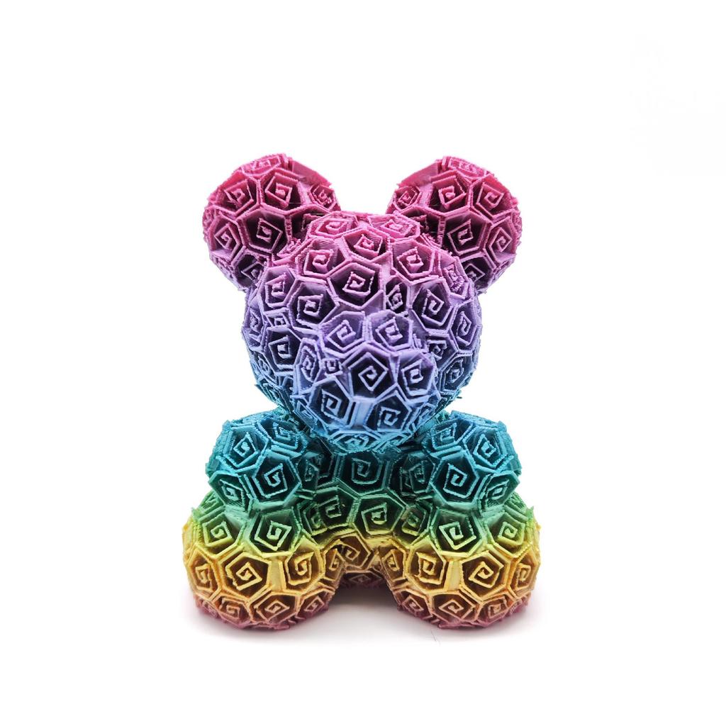 3D Printed Rose Bear Desktop Ornament - Valentine's Day or Birthday Gift Souvenir