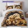 Cute Puppy Dogs Pattern Bedding Quilt Set Quilt Cover Pillowcase Home Decoration Birthday Gift (1 * Duvet Cover + 2 * Pillowcase, Without Core)