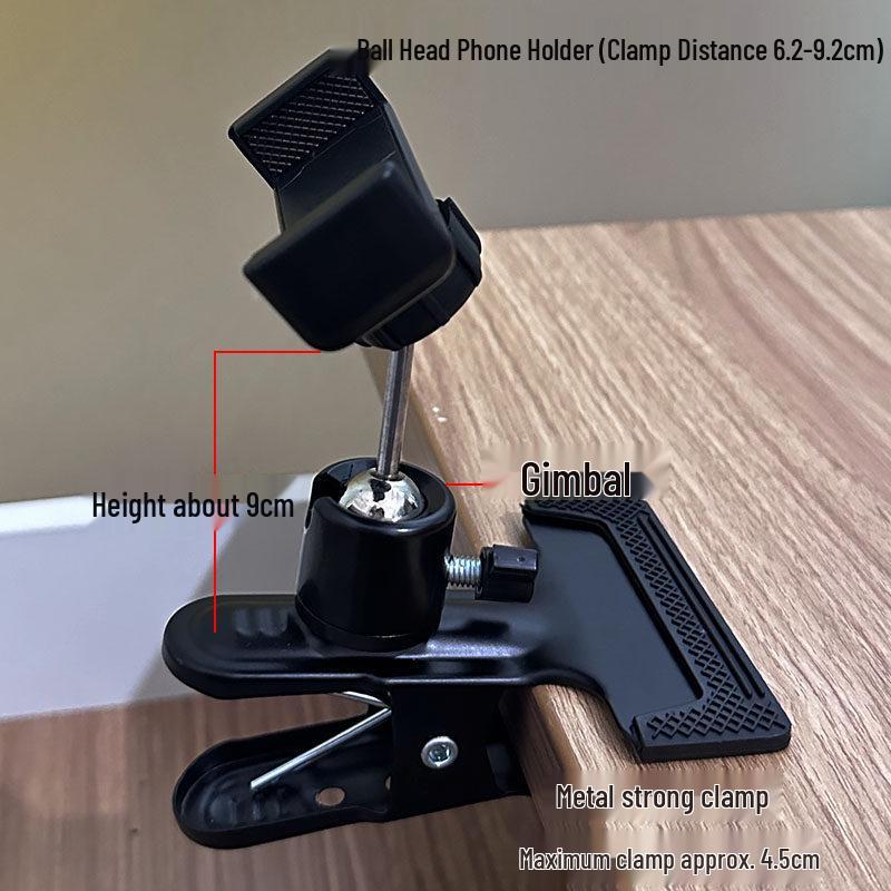 Universal Metal Phone & Tablet Stand with Ball Head Clamp for Desktop or Bedside