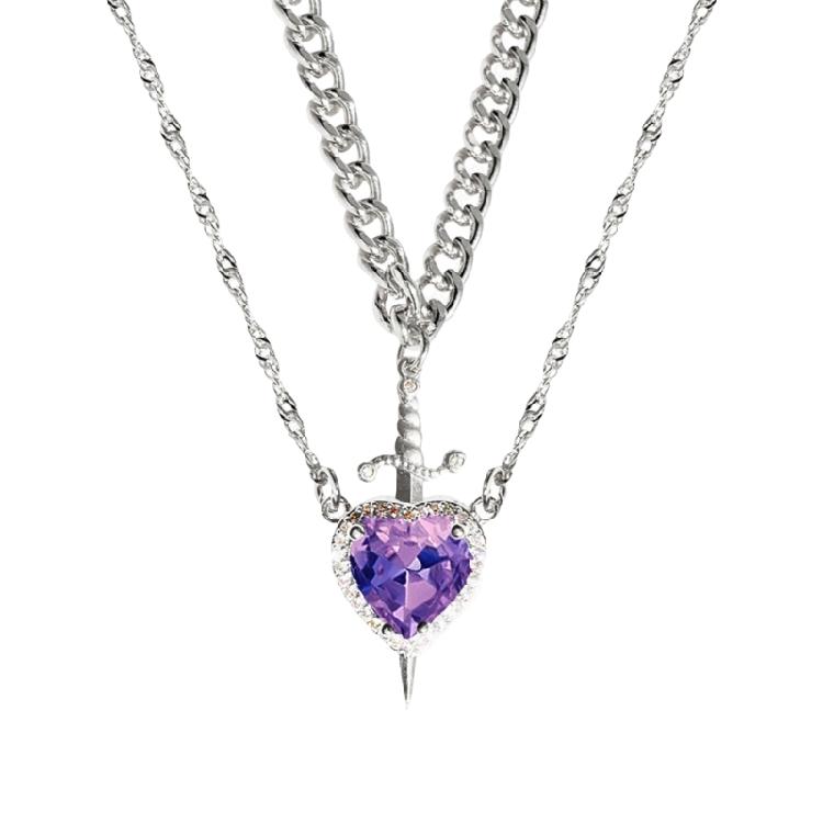 Distinctive Heart And Swords Necklace Pair With Sturdy Black Coating Designed For Those Seeking Individuality And Depth
