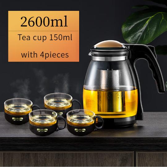 Velkokapacitní čajová konvice Domácí multifunkční filtrační konvice Zahuštěné vysoce borosilikátové sklo Čajová separace Puer čajová sada