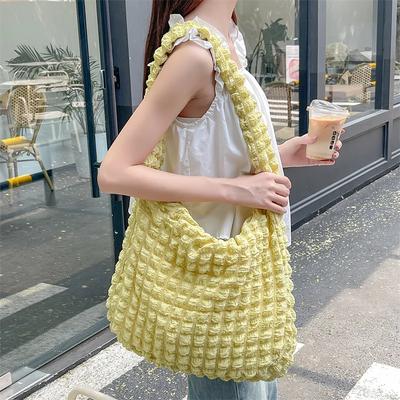 Women Large Capacity Canvas Crossbody Bag Minimalist Handbag Girls Student Tote Bag Japanese Bubble Cloud Single Shoulder Bag