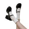 Small Leather Shoes Women's 2025 Spring New Thick Heel Thick Sole Black Versatile Height-enhancing Mary Jane High Heels