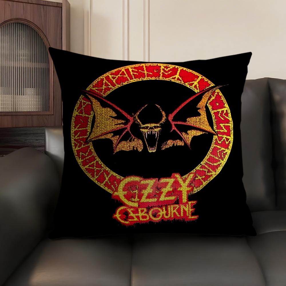 LOGO OOzzy Osbourne Cushion Cover Natural Linen Organic Fabric DoubleSided Printing Sofa Home Decor Gift Pillow Case